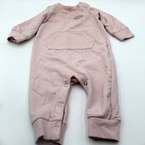 Baby Girls Pink Nike Long Sleeve One Piece Romper Kangaroo Pocket Size 6 Months